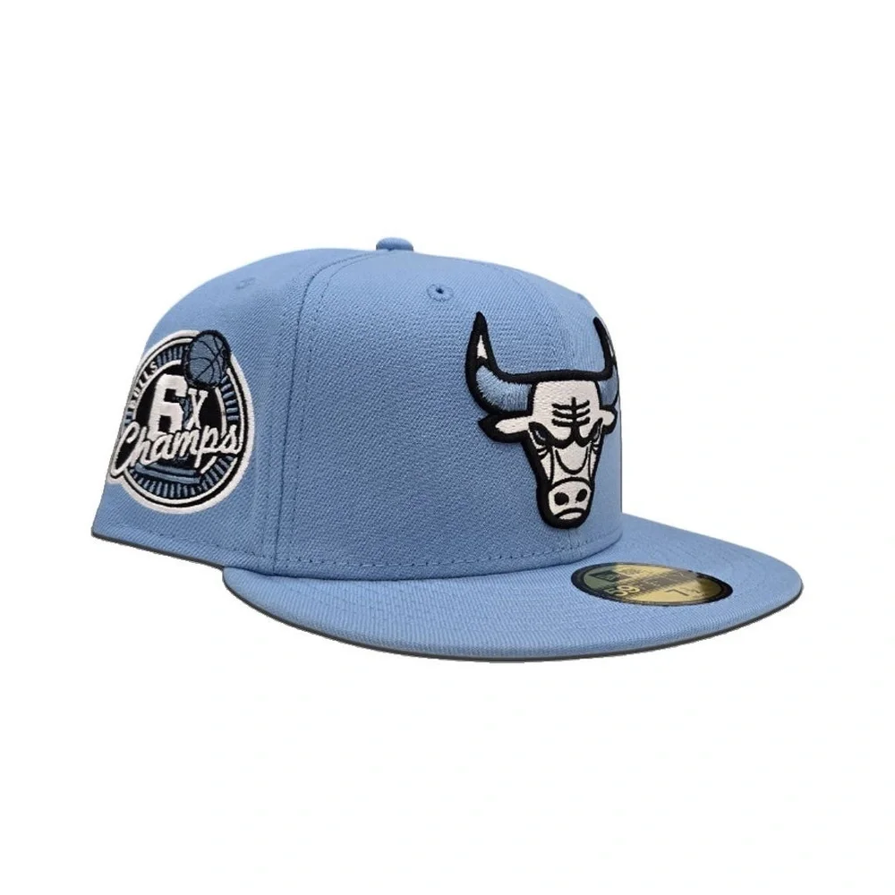Sky Blue Chicago Bulls Gray Bottom 6X Champions Side Patch New Era 59Fifty Fitt